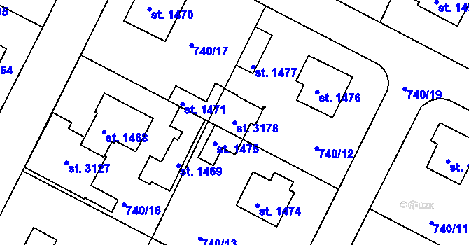 Parcela st. 3178 v KÚ Neratovice, Katastrální mapa