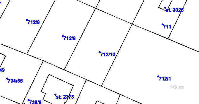 Parcela st. 712/10 v KÚ Neratovice, Katastrální mapa