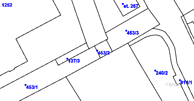 Parcela st. 453/2 v KÚ Neratovice, Katastrální mapa