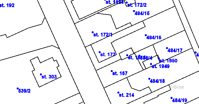 Parcela st. 173 v KÚ Libiš, Katastrální mapa