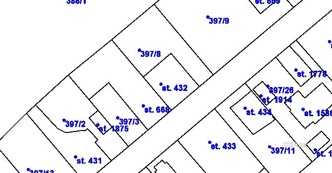 Parcela st. 432 v KÚ Libiš, Katastrální mapa