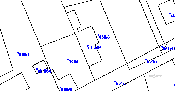Parcela st. 496 v KÚ Libiš, Katastrální mapa
