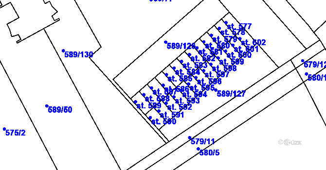 Parcela st. 586 v KÚ Libiš, Katastrální mapa