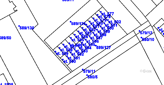 Parcela st. 595 v KÚ Libiš, Katastrální mapa