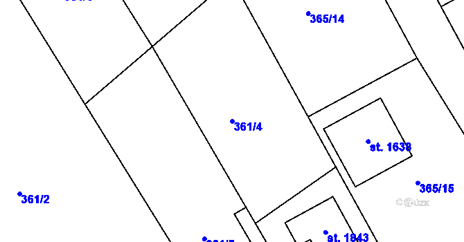 Parcela st. 361/4 v KÚ Libiš, Katastrální mapa
