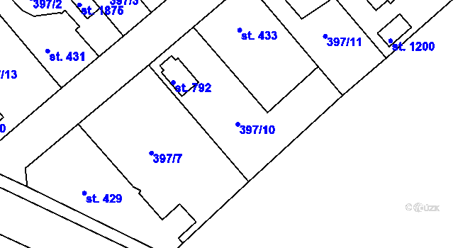 Parcela st. 397/10 v KÚ Libiš, Katastrální mapa