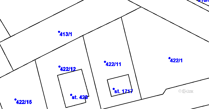 Parcela st. 422/11 v KÚ Libiš, Katastrální mapa