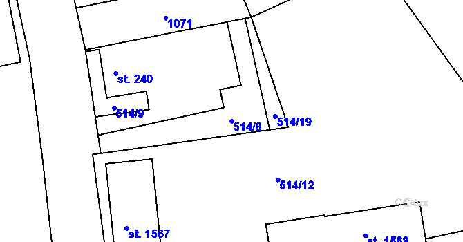 Parcela st. 514/8 v KÚ Libiš, Katastrální mapa