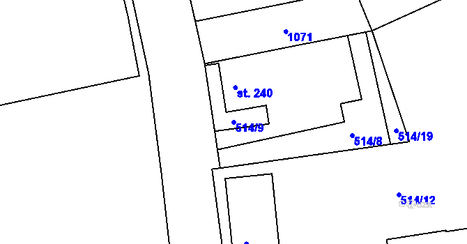 Parcela st. 514/9 v KÚ Libiš, Katastrální mapa