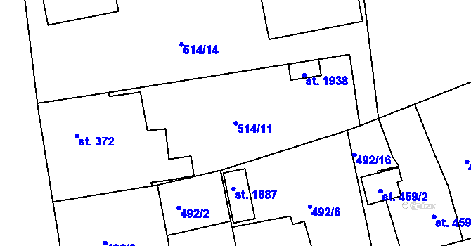 Parcela st. 514/11 v KÚ Libiš, Katastrální mapa