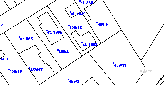 Parcela st. 1602 v KÚ Libiš, Katastrální mapa