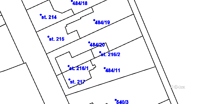 Parcela st. 216/2 v KÚ Libiš, Katastrální mapa