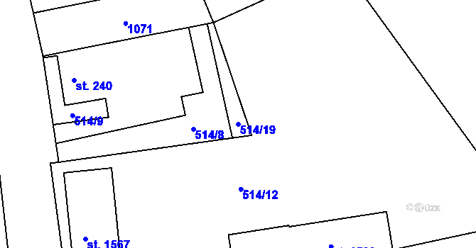 Parcela st. 514/19 v KÚ Libiš, Katastrální mapa