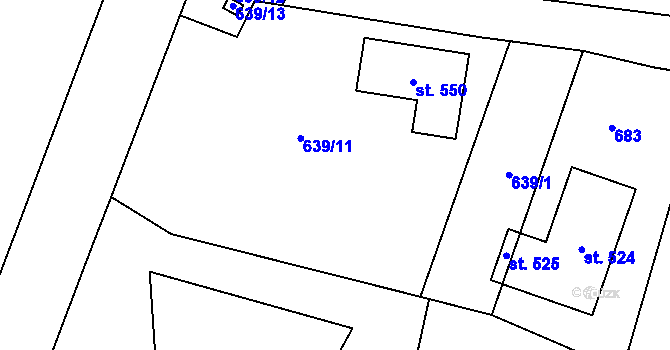 Parcela st. 4/1 v KÚ Byškovice, Katastrální mapa