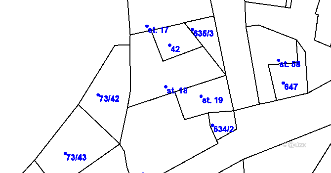 Parcela st. 18 v KÚ Byškovice, Katastrální mapa