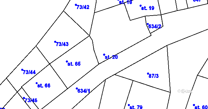 Parcela st. 20 v KÚ Byškovice, Katastrální mapa
