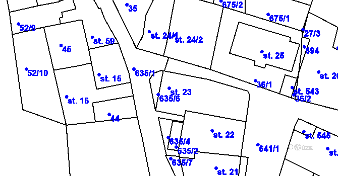 Parcela st. 23 v KÚ Byškovice, Katastrální mapa