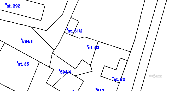 Parcela st. 53 v KÚ Byškovice, Katastrální mapa