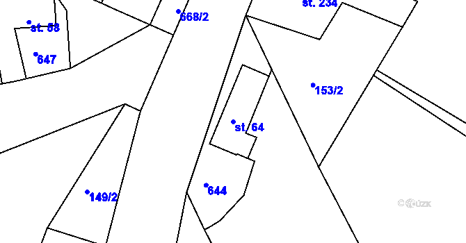Parcela st. 64 v KÚ Byškovice, Katastrální mapa