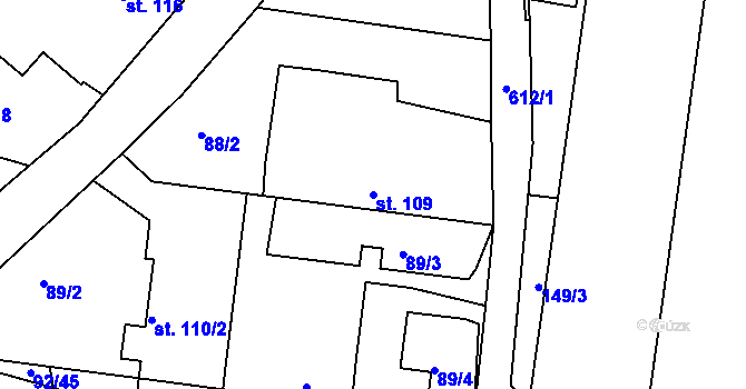 Parcela st. 109 v KÚ Byškovice, Katastrální mapa