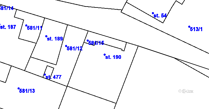 Parcela st. 190 v KÚ Byškovice, Katastrální mapa
