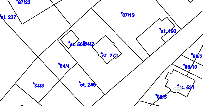 Parcela st. 273 v KÚ Byškovice, Katastrální mapa