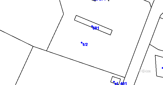 Parcela st. 1/2 v KÚ Byškovice, Katastrální mapa