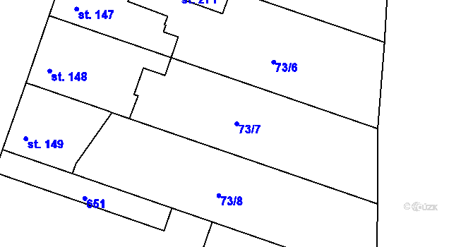 Parcela st. 73/7 v KÚ Byškovice, Katastrální mapa