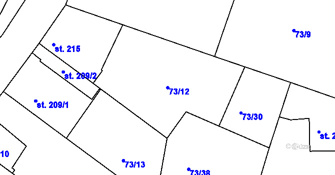 Parcela st. 73/12 v KÚ Byškovice, Katastrální mapa