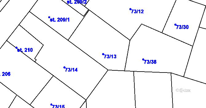 Parcela st. 73/13 v KÚ Byškovice, Katastrální mapa