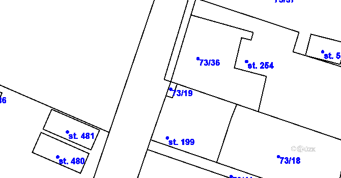 Parcela st. 73/19 v KÚ Byškovice, Katastrální mapa