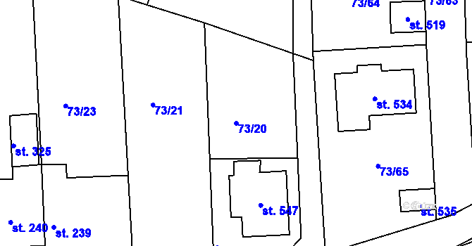 Parcela st. 73/20 v KÚ Byškovice, Katastrální mapa