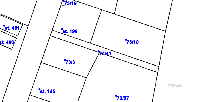 Parcela st. 73/41 v KÚ Byškovice, Katastrální mapa