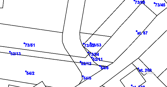 Parcela st. 73/52 v KÚ Byškovice, Katastrální mapa