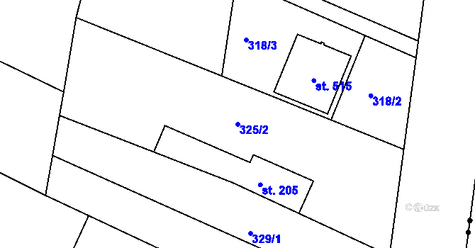 Parcela st. 325/2 v KÚ Byškovice, Katastrální mapa