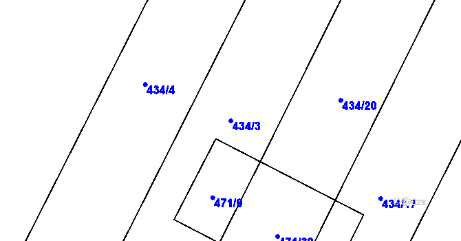 Parcela st. 434/3 v KÚ Byškovice, Katastrální mapa