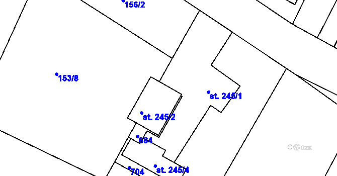 Parcela st. 245/3 v KÚ Byškovice, Katastrální mapa