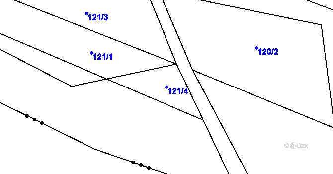 Parcela st. 121/4 v KÚ Byškovice, Katastrální mapa