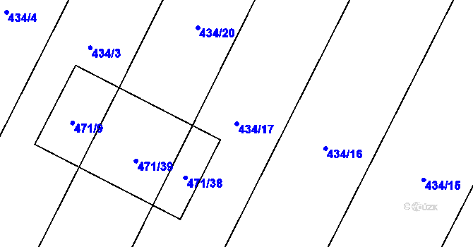Parcela st. 434/17 v KÚ Byškovice, Katastrální mapa
