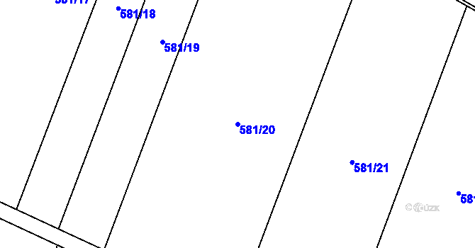 Parcela st. 581/20 v KÚ Byškovice, Katastrální mapa