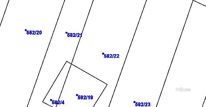 Parcela st. 582/22 v KÚ Byškovice, Katastrální mapa