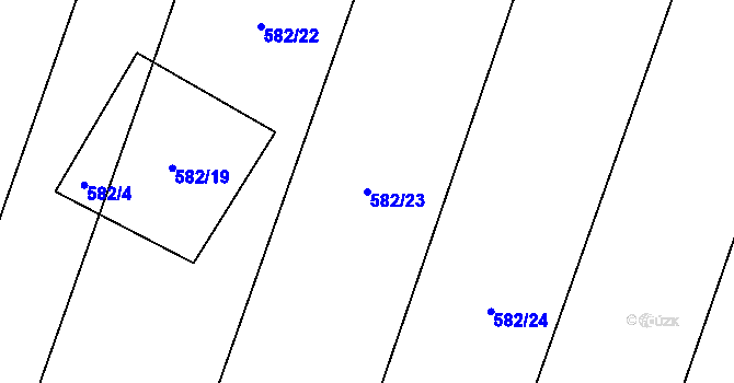 Parcela st. 582/23 v KÚ Byškovice, Katastrální mapa