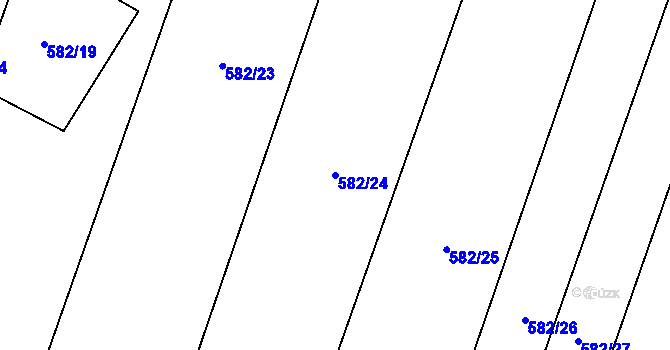 Parcela st. 582/24 v KÚ Byškovice, Katastrální mapa