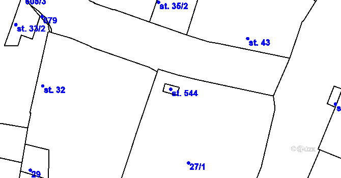 Parcela st. 544 v KÚ Byškovice, Katastrální mapa