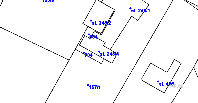 Parcela st. 245/4 v KÚ Byškovice, Katastrální mapa