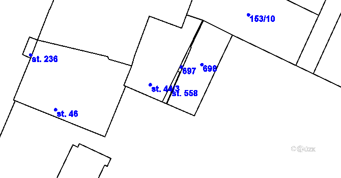 Parcela st. 558 v KÚ Byškovice, Katastrální mapa