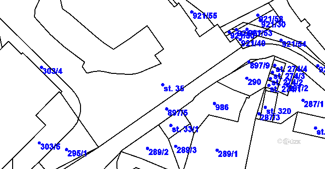 Parcela st. 35 v KÚ Lobkovice, Katastrální mapa