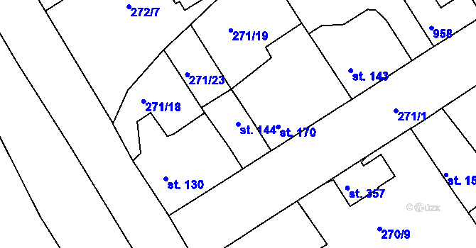 Parcela st. 144 v KÚ Lobkovice, Katastrální mapa