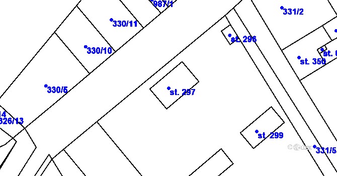 Parcela st. 297 v KÚ Lobkovice, Katastrální mapa
