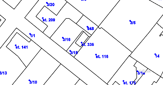 Parcela st. 336 v KÚ Lobkovice, Katastrální mapa